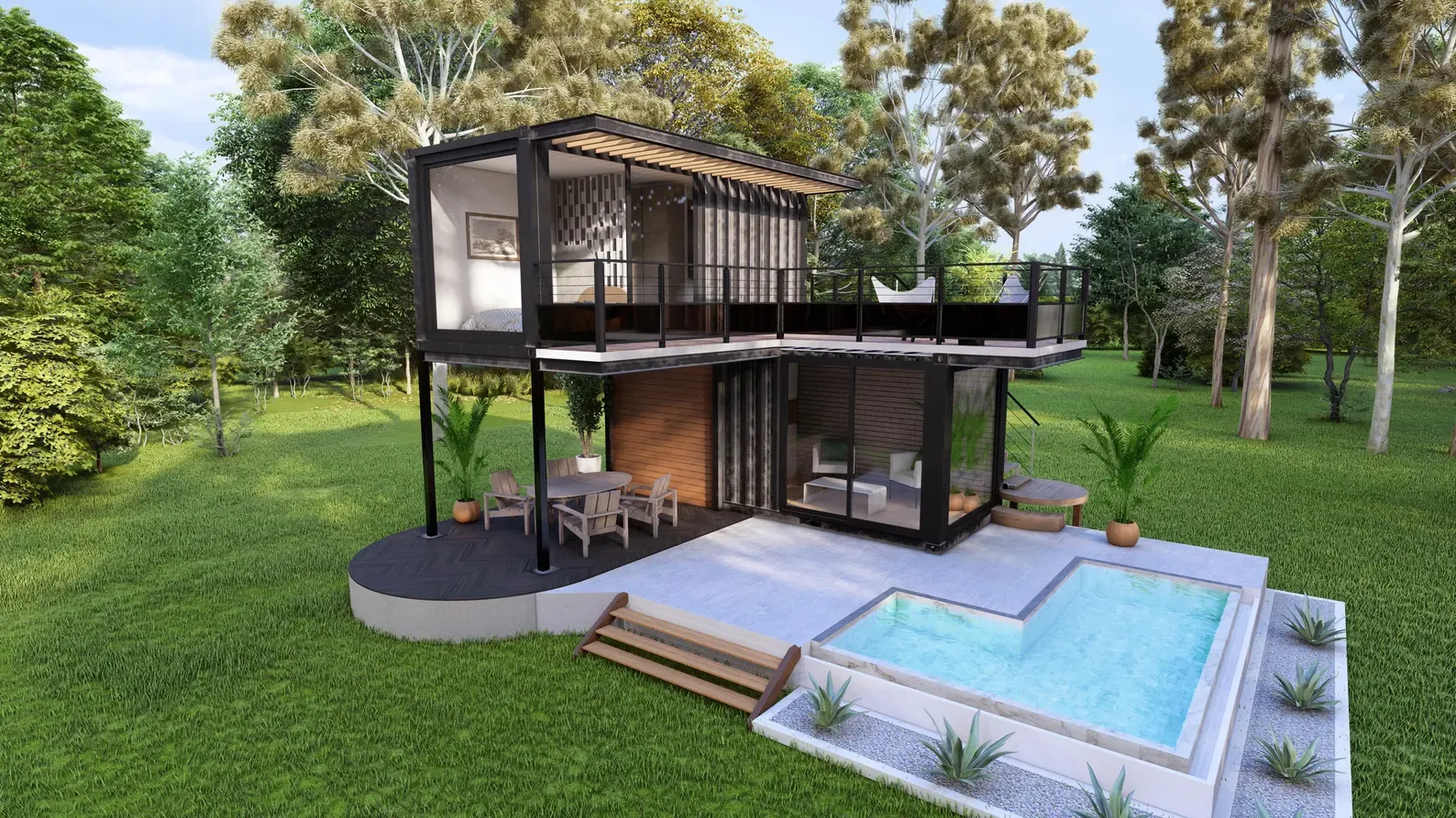 Luxury 2-Story Container Tiny Home with Rooftop Terrace – 1 Bedroom ...